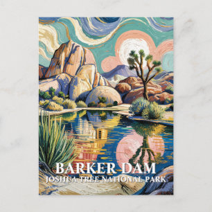 Aangepaste tekst Barker Dam Joshua Tree Van Gogh W Briefkaart