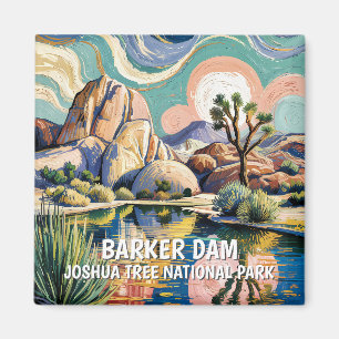 Aangepaste tekst Barker Dam Joshua Tree Van Gogh W Magneet