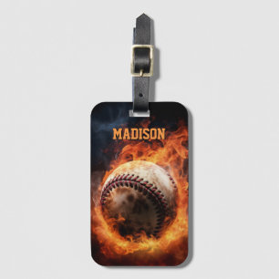 Aangepaste tekst Baseball on Fire Bagagelabel