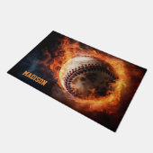 Aangepaste tekst Baseball on Fire Deurmat (Schuin)