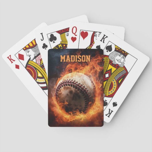 Aangepaste tekst Baseball on Fire Pokerkaarten (Achterkant)
