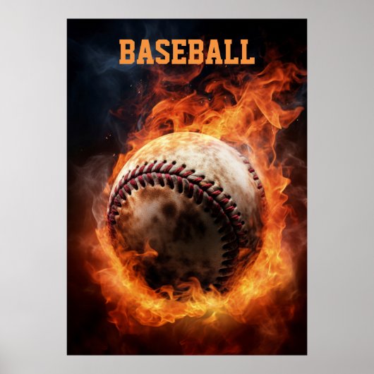 Aangepaste tekst Baseball on Fire Poster (Voorkant)