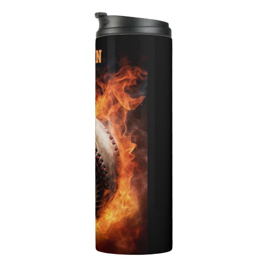 Aangepaste tekst Baseball on Fire Thermosbeker (Geroteerd rechts)