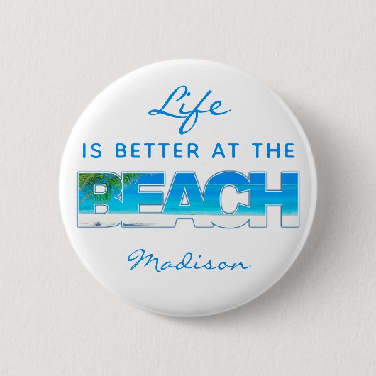 Aangepaste tekst BEACH Ronde Button 5,7 Cm (Voorkant)