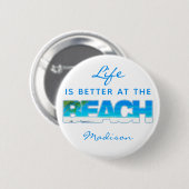 Aangepaste tekst BEACH Ronde Button 5,7 Cm (Voorkant /achterkant)