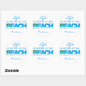 Aangepaste tekst BEACH Ronde Sticker (Vel)