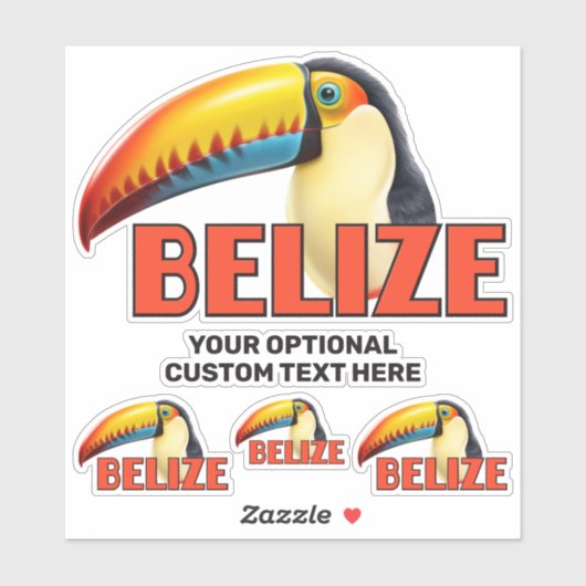 Aangepaste tekst BELIZE Toucan Sticker (Vel)