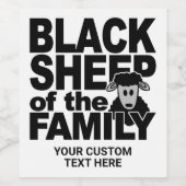Aangepaste tekst "Black Sheep" Wijn Etiket (Enkel label)