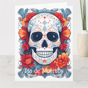 Aangepaste tekst blauw en rood Día de Muertos Kaart