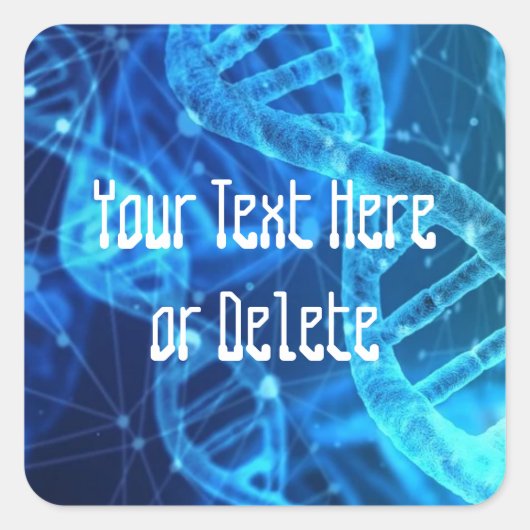 Aangepaste tekst Blauwe Dubbele Helix DNA Strand S Vierkante Sticker (Voorkant)