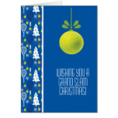 🎾 🎄 aangepaste tekst, blauwe en groene tennis ba (Voorkant)