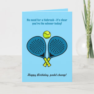 Aangepaste tekst, blauwe Padel verjaardagskaart Kaart