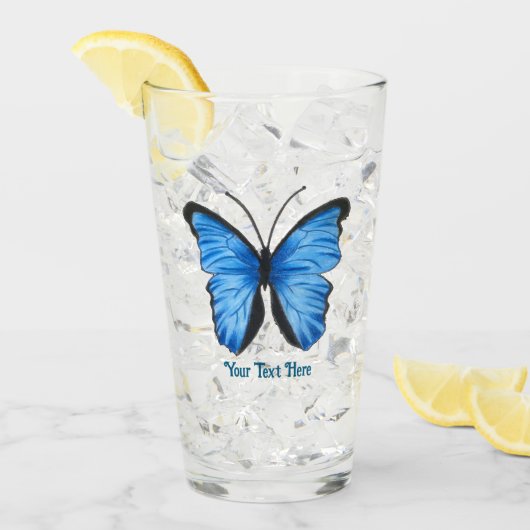 Aangepaste tekst Blauwe vlinder Glas (Voorkant ijs)