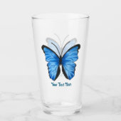 Aangepaste tekst Blauwe vlinder Glas (Voorkant)