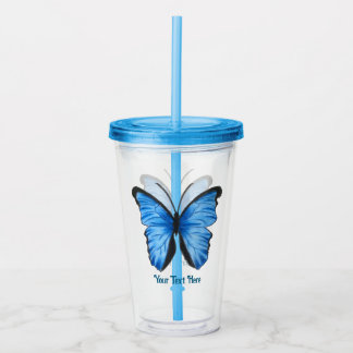 Aangepaste tekst Blauwe vlinder ontwerp Acryl Drinkbeker