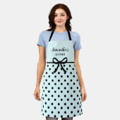 Aangepaste tekst Blauwgroen zwarte pooldots Cute K Schort (Gedragen)