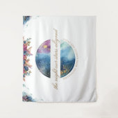 Aangepaste tekst, bloemendecor hemel foto-achtergr wandkleed (Voorkant)