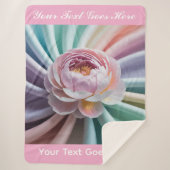 Aangepaste tekst Bloemenpioen gepersonaliseerd Sherpa Deken (Voorkant)