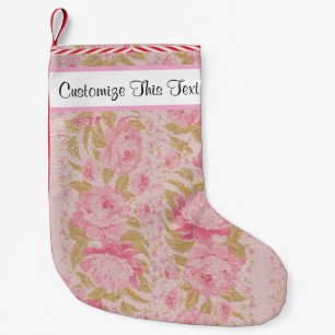 Aangepaste tekst / Blush metallische glitter Flora Kleine Kerstsok