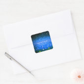 Aangepaste tekst - Bokeh Glitter - Blauw Vierkante Sticker (Envelop)