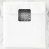 Aangepaste tekst - Bokeh Glitter - Zilver Vierkante Sticker (Tas)
