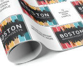 Aangepaste tekst Boston Massachusetts Cadeaupapier (Rol Hoek)