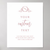 Aangepaste tekst, Bourgogne Monogram Trouwbord Poster (Voorkant)