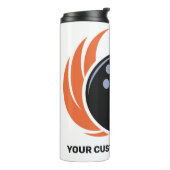 Aangepaste tekst Bowling Ball met vlam Thermosbeker (Gedraaid links)