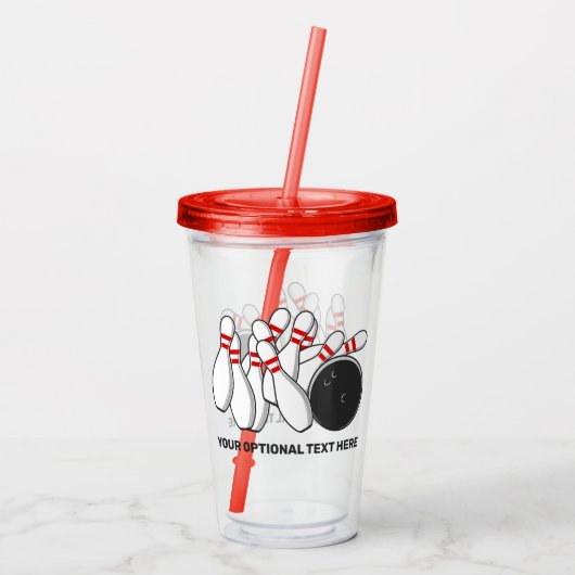 Aangepaste tekst Bowling Strike Acryl Drinkbeker (Achterkant)