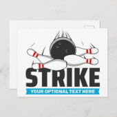 Aangepaste tekst Bowling Strike Briefkaart (Voorkant / Achterkant)