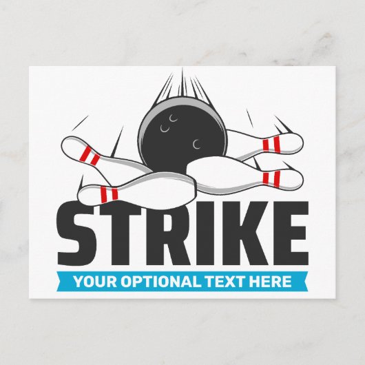 Aangepaste tekst Bowling Strike Briefkaart (Voorkant)