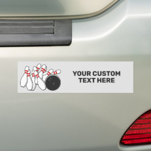 Aangepaste tekst Bowling Strike Bumpersticker