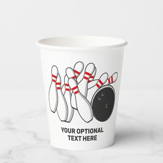 Aangepaste tekst Bowling Strike Papieren Bekers (Achterkant)