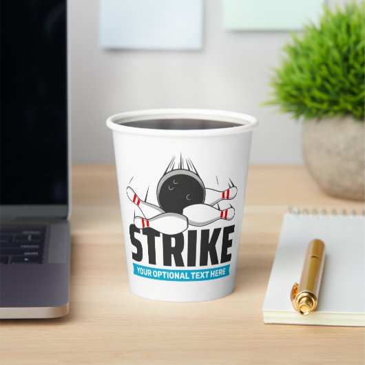 Aangepaste tekst Bowling Strike Papieren Bekers (Insitu)