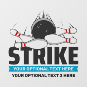 Aangepaste tekst Bowling Strike Raamsticker