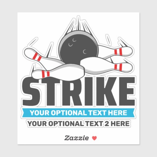 Aangepaste tekst Bowling Strike Sticker (Vel)