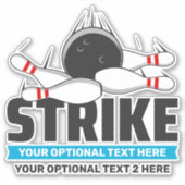 Aangepaste tekst Bowling Strike Sticker (Voorkant)