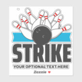 Aangepaste tekst Bowling Strike Sticker (Vel)