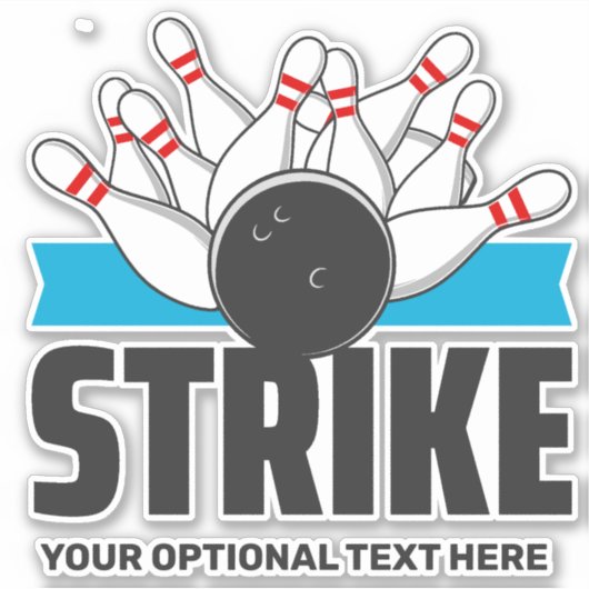 Aangepaste tekst Bowling Strike Sticker (Voorkant)
