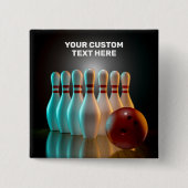 Aangepaste tekst Bowling Strike Vierkante Button 5,1 Cm (Voorkant)