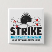 Aangepaste tekst Bowling Strike Vierkante Button 5,1 Cm (Voorkant)
