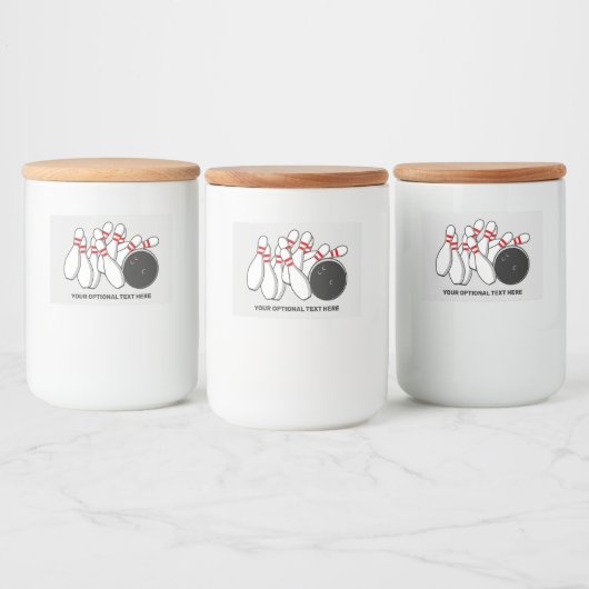 Aangepaste tekst Bowling Strike Voedselcontainer Etiket (Flessen)