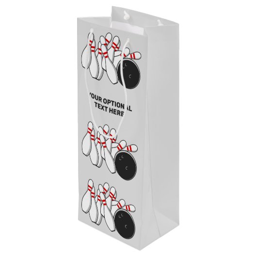 Aangepaste tekst Bowling Strike Wijn Cadeautas (Achterkant Gekanteld)
