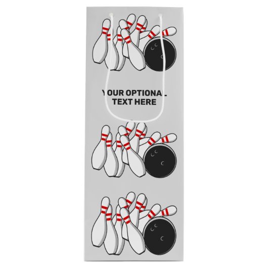 Aangepaste tekst Bowling Strike Wijn Cadeautas (Voorkant)