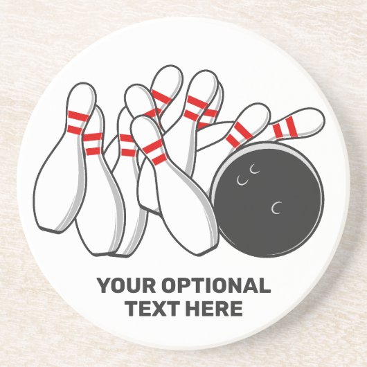 Aangepaste tekst Bowling Strike Zandsteen Onderzetter (Voorkant)