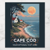 Aangepaste tekst Cape Cod Massachusetts Wijn Etiket (Enkel label)