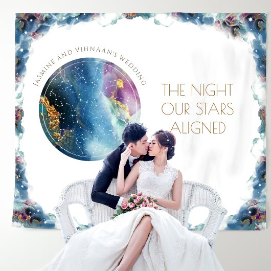 Aangepaste tekst, Celestial Horizontal Foto Backdr Wandkleed