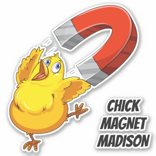 Aangepaste tekst Chick Magnet Sticker (Voorkant)