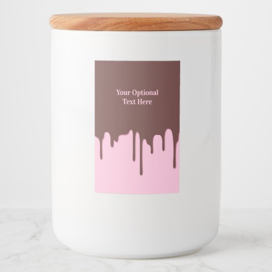 Aangepaste tekst Chocolade Drip Voedselcontainer Etiket (Voorkant)