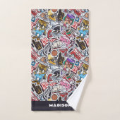 Aangepaste tekst College Comics Patroon Bad Handdoek (Handdoek)